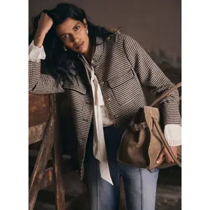Mint Velvet Brown Checked Military Jacket